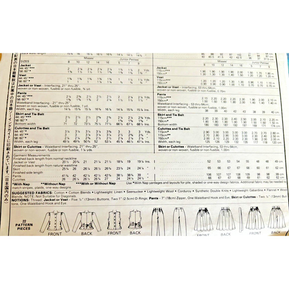 McCalls 8384 Sewing Pattern Misses Vest Skirt Culottes Size 12 Bust 34 NOS Uncut - Picture 5 of 5